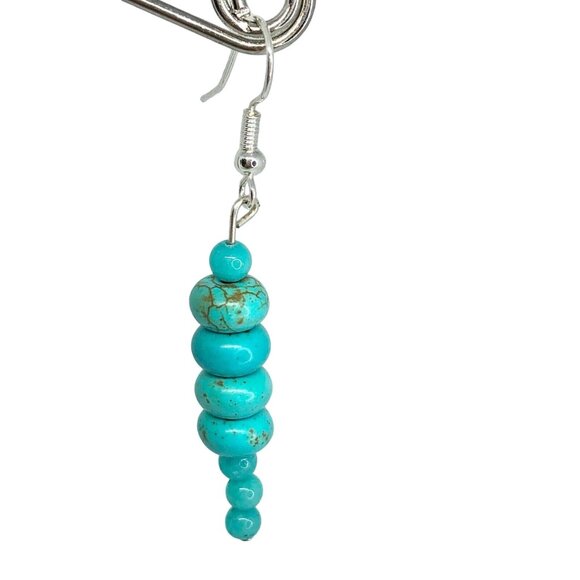 Handcrafted Beaded Drop Style Earrings Turquoise Blue Glass Beads Jewelry NEW - Picture 5 of 5
